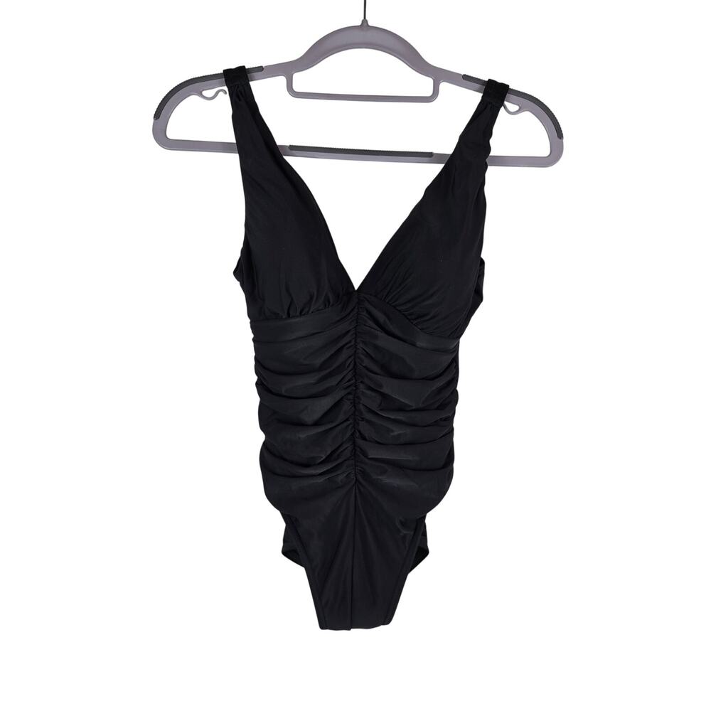 Miracle Suit Black Ruching No Underwire One Piece Swimsuit Women's 8